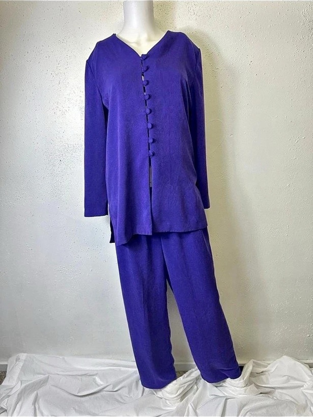 Vintage Positive Attitude Sz 8 Purple Two-Piece Pants Suit 100% Polyester